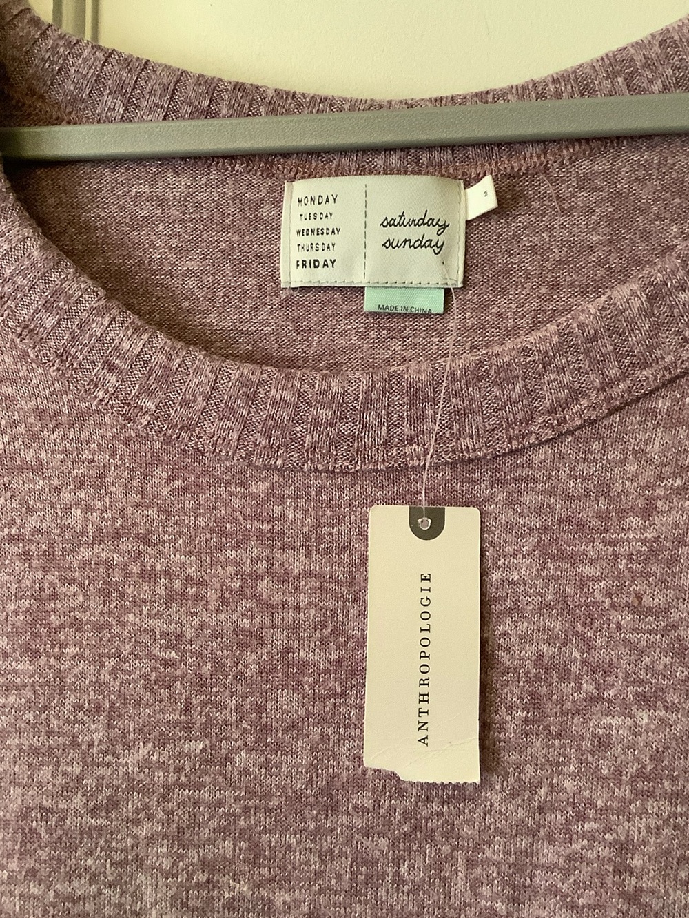 Anthropologie Heathered Mauve Crewneck Sweater - Picture 2 of 4